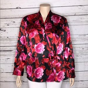 Jones New York 3X Floral Pleated True Wrap Blouse
